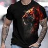 Summer Men's Tiger 3D Printed Pullover Loose Casual Round Neck Short Sleeved Shirt T-Shirts Men’s