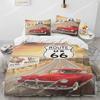 3D Tisk Historická Route 66,Matka silnic,Ložní souprava s přikrývkou,Povlak na peřinu Ložní souprava Prošívaná deka Povlak na polštář,Ložní souprava velikosti king queen