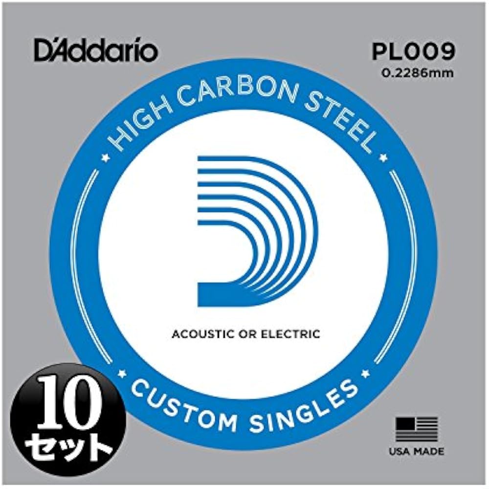D Addario Daddario Electric Guitar/Acoustic Guitar Rose Strings Plain Steel .009 PL009 Set of 10 ...