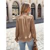 Women Business Casual Satin Ruffled Long Sleeve Polka Dot Blouse Shirt