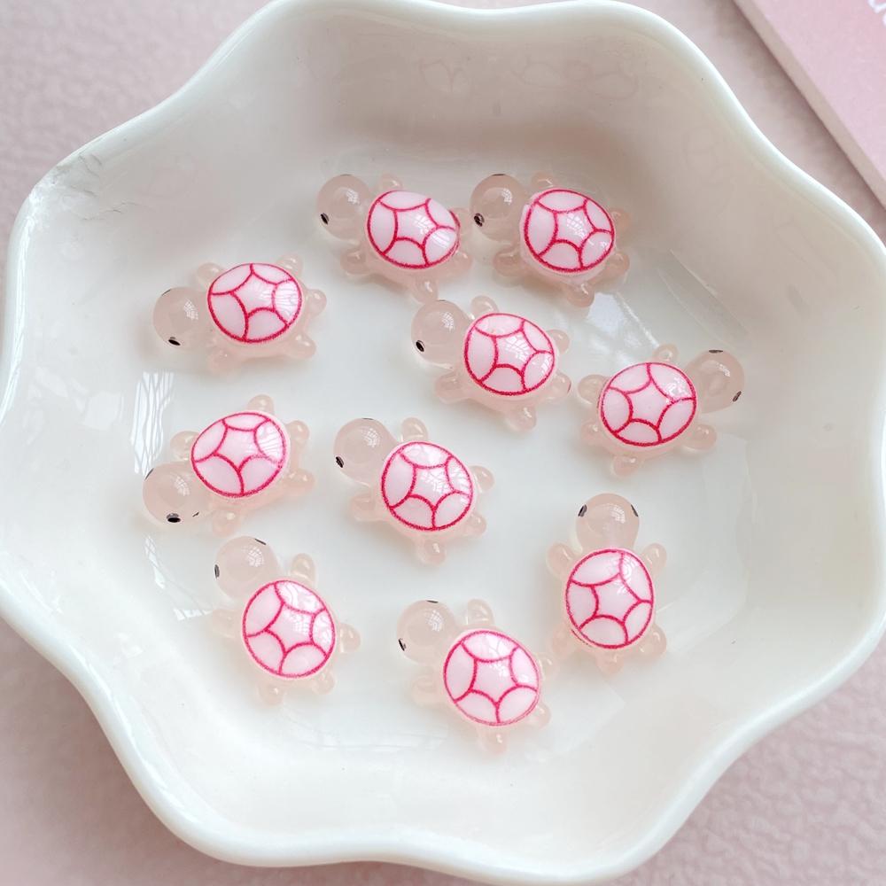 30Pcs Cute Mini Cartoon Night Light Hand-painted Turtle Nail Art Resin Designer Charms DIY Craft For Nail 3D Decorations Jewelry