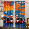 2D FLAT PRINTING 2pcs Curtains (Without Rod) Race Car In Cityscape Popular Window Curtain Durable Polyester Curtains Blessing _