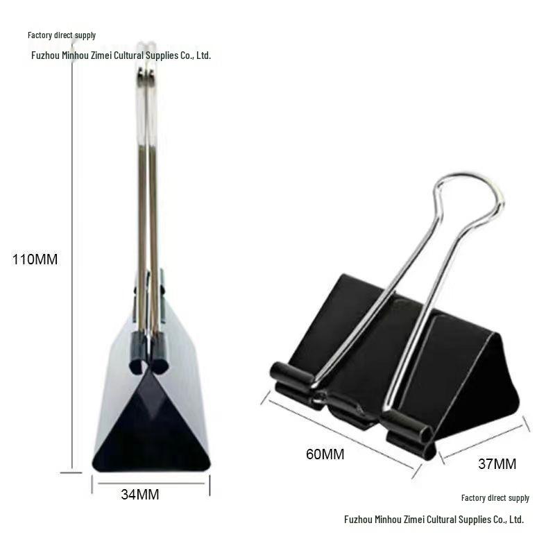 קליפסים תפסנים שחורים וצבעוניים בצורת זנב סנונית, בגדלים שונים, לנייר וחשבוניות