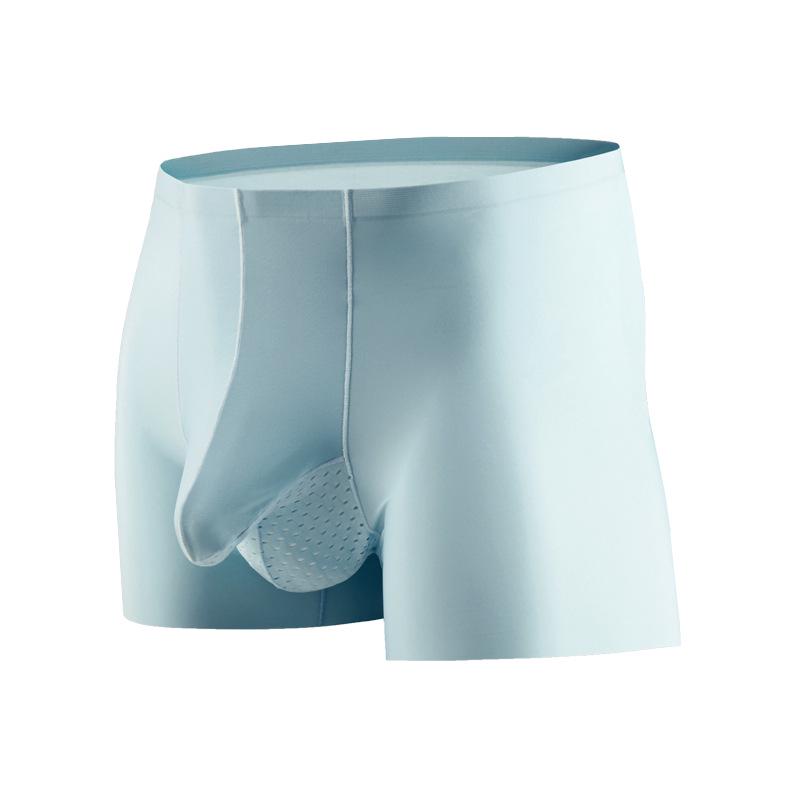 Ice Silk Gun & Balls Separation Men's Seamless Mid-Waist Boxer Briefs - Breathable & Sexy