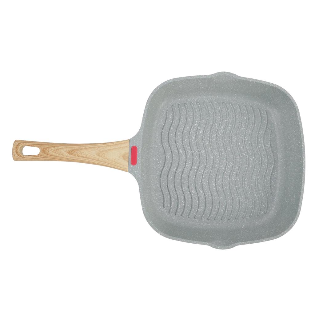 Patelnia Grillowa Stop Aluminium Plastikowy Uchwyt Szybkie Przewodzenie Duża Pojemność Patelnia Grillowa do Bekonu