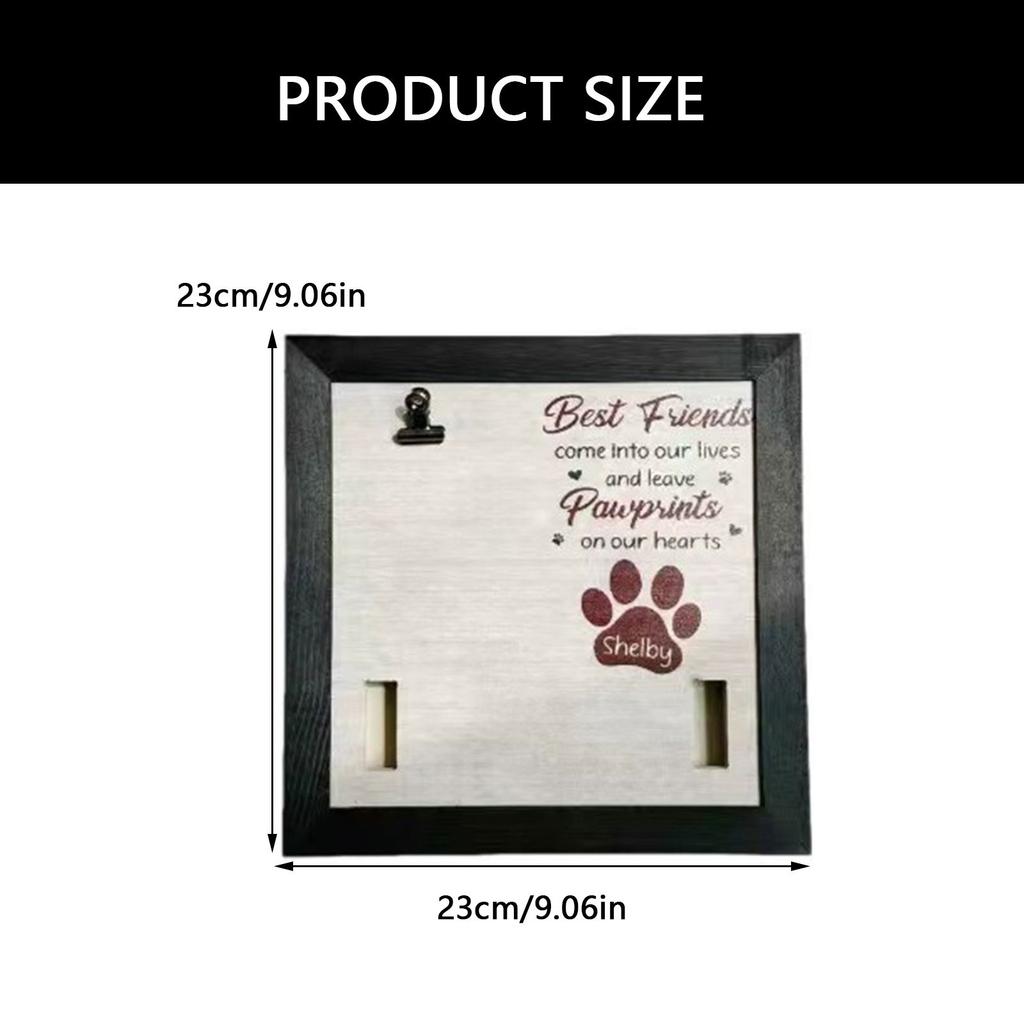 Holz Haustier-Fotorahmen mit Kragenhalter-Clip zum Bewahren der Erinnerung an Hunde und Katzen 9x9 Zoll Haustier Gedenk-Bilderrahmen