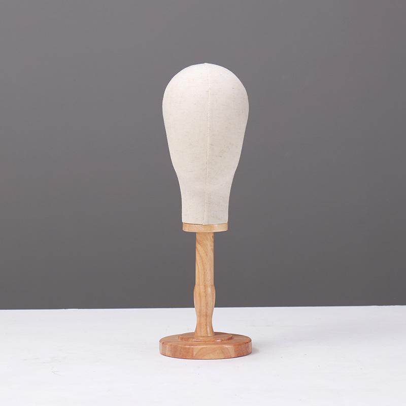 Schaufensterkopf mit Jute-Ummantelung & Massivholzsockel - Ideal für die Präsentation von Hüten, Perücken, Accessoires, Kopfschmuck