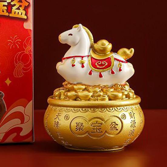 Čínské zvěrokruhové koňské sošky Rok koně Roztomilá otočná figurka koně Pryskyřice Šťastná Feng Shui ozdoba pro domácnost, kancelář, obchod Stolní dekorace