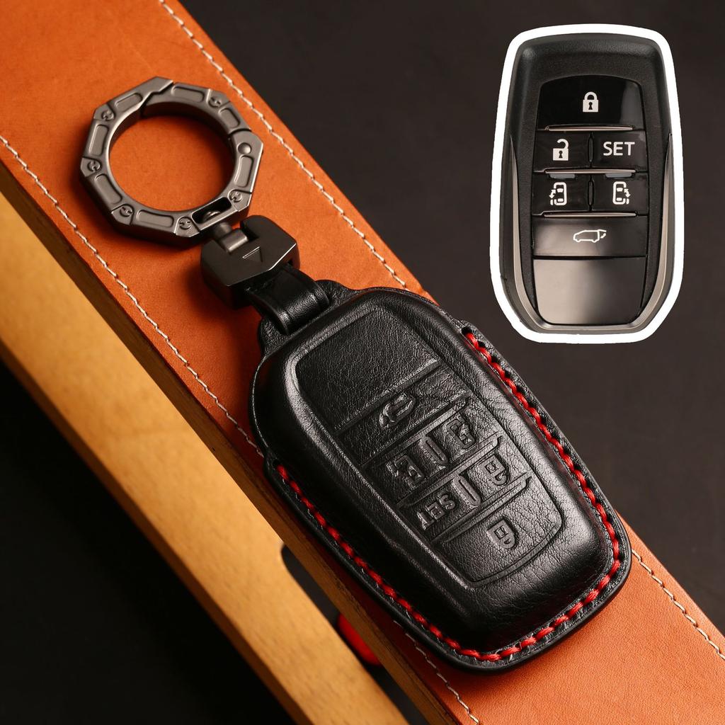 Leather Car Key Fob Case Cover Accessories For Toyota Sienna Rav4 Venza Mirai Hybrid Vehicles Alphard Previa Voxy