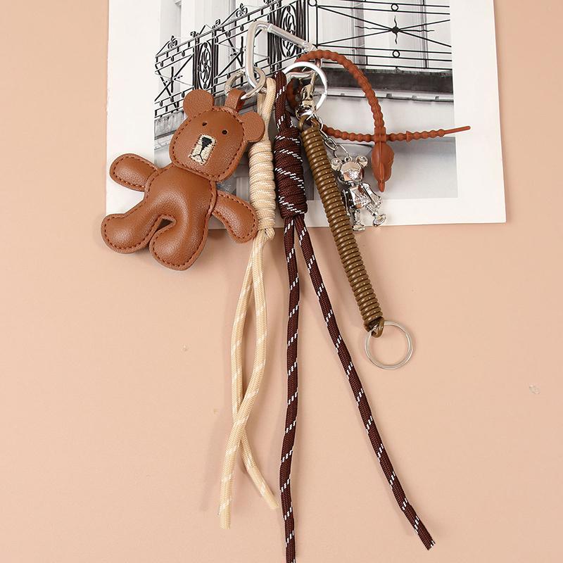 Yogodlns Faux Leather Cute Bear Mini Backpack Hanging Handbag Pendant Bag Pendant Bags Accessories