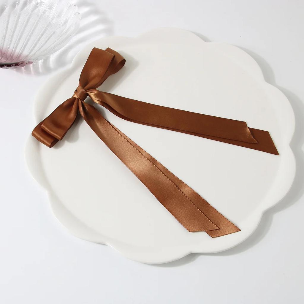 Women Elegant Bow Ribbon Hair Clip Fashion Solid Satin Clips Simple Bowknot Hairpins Barrettes Hair Accessories for Girls