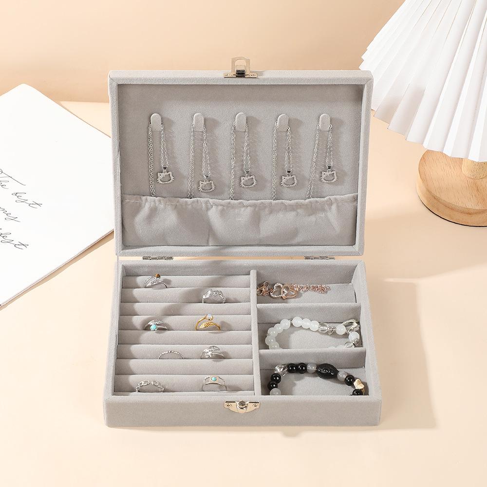 Luxury Portable Jewelry Box with Lock, Large Capacity Storage for Necklaces and Earrings