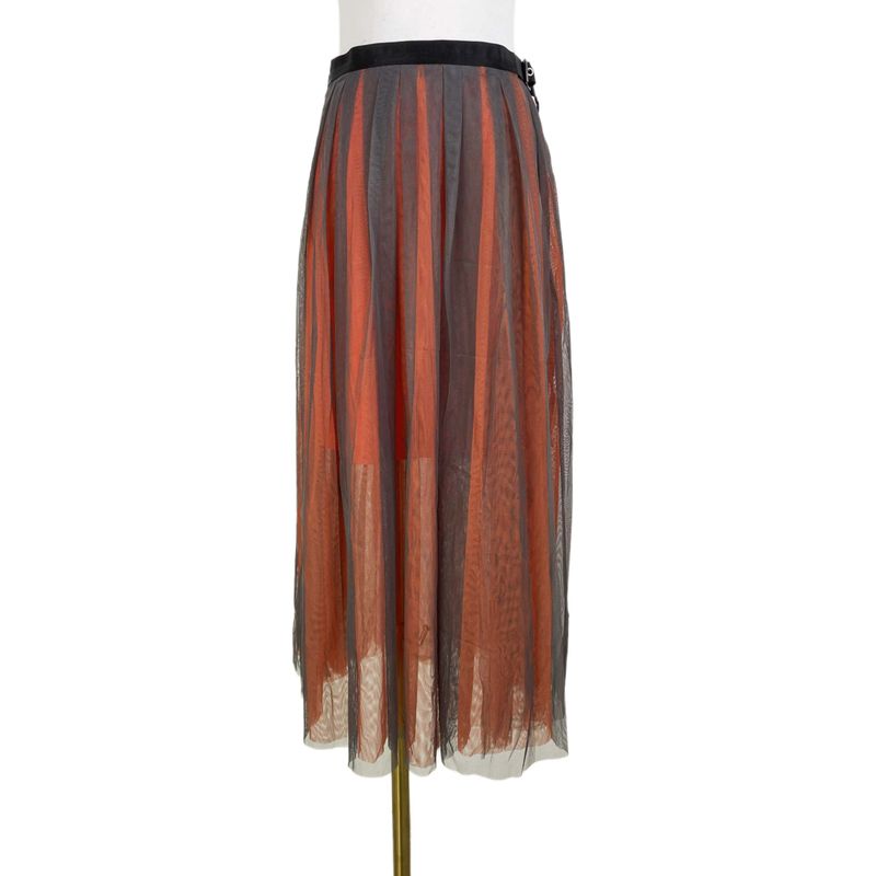 

B7106 Юбка миди, длинная, сетчатая, 2025, новинка, женский цельный костюм, с высокой талией, модный, костюм-двойка, юбка из марли Ash + Orange (Two-piece set) S/155