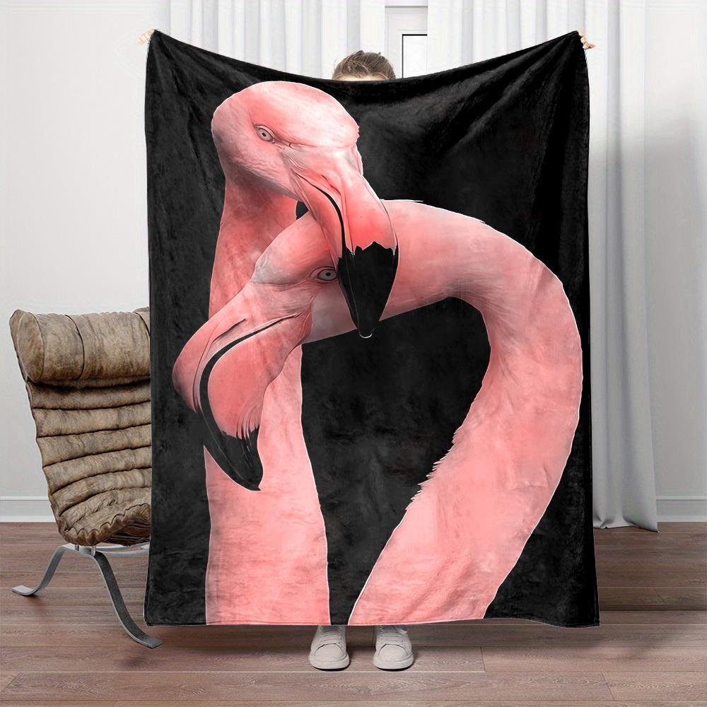 Pink flamingo pattern Flannel printed blanket suitable for all seasons suitable for living room office sofa and travel 180x250CM