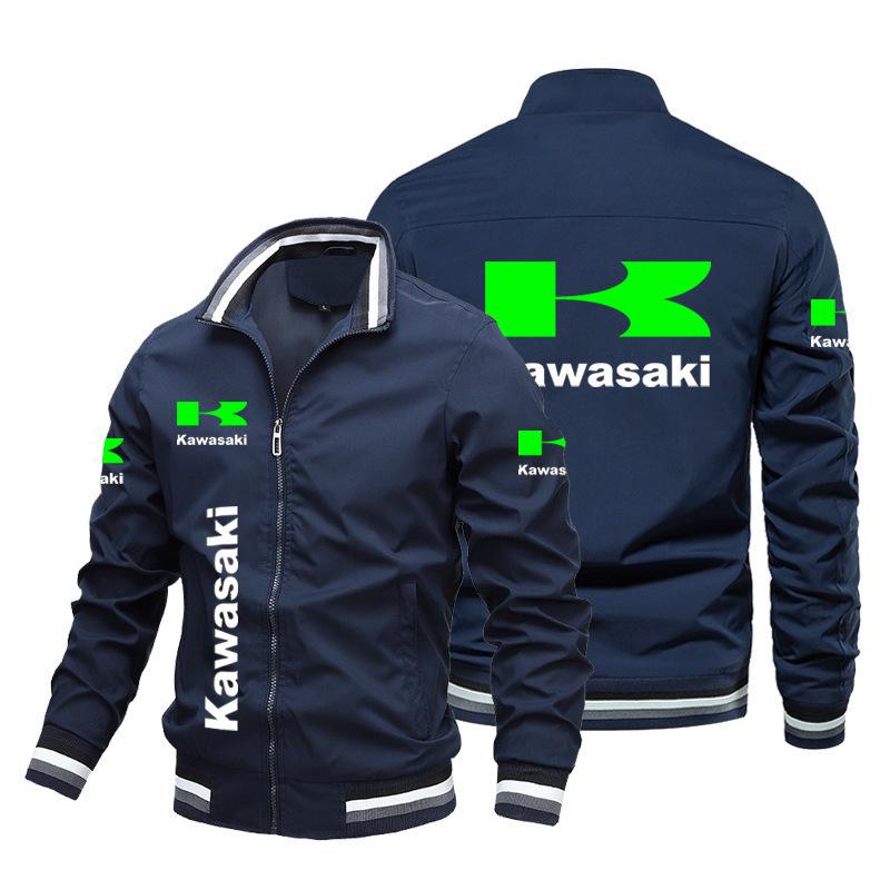 Kawasaki Off-road Casual Men's Trendy Zipper Jacket with Car Logo, Plus Size Available