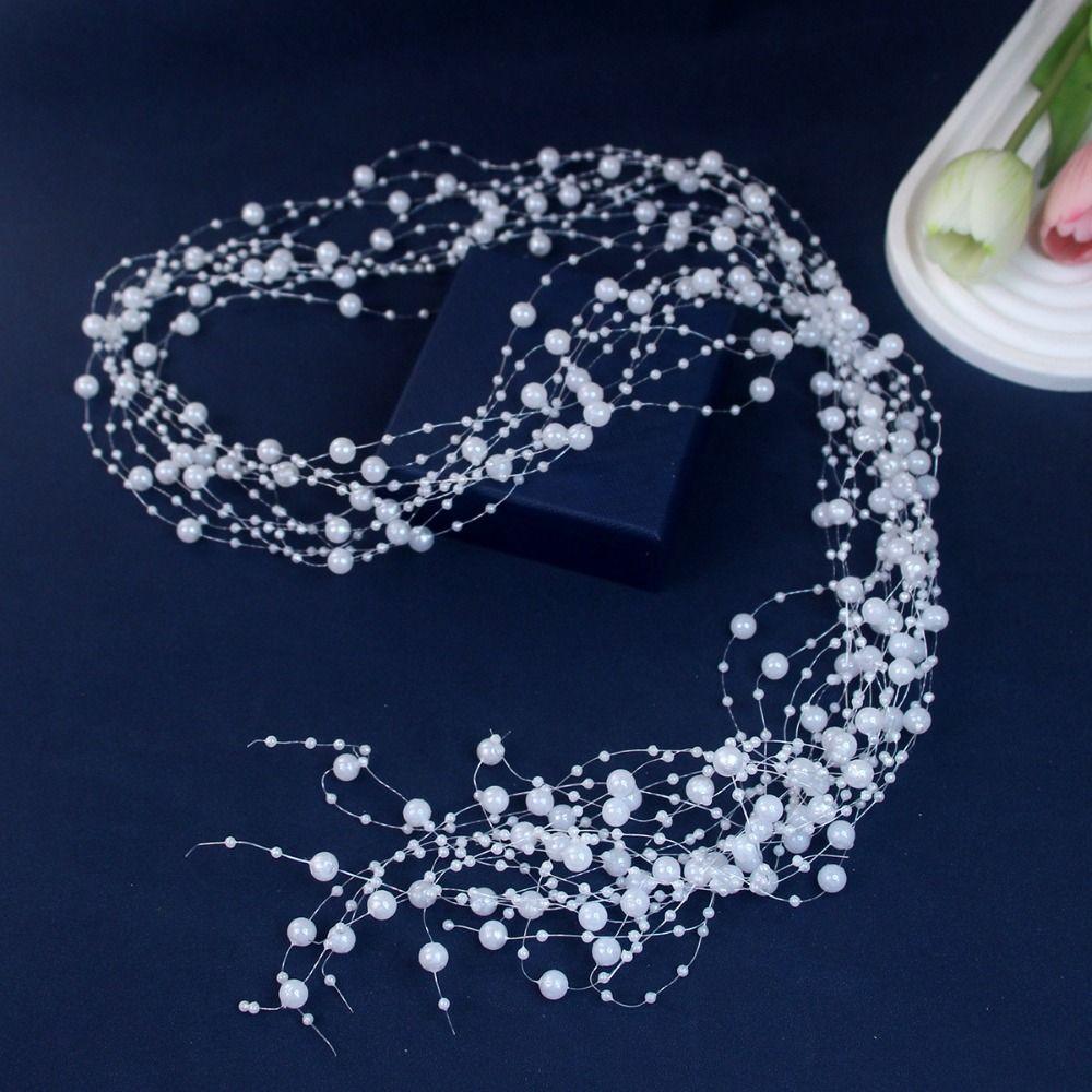 Imitation Pearl Beaded Tassel Wreath Multi-Layer Women Daily Hair Wear  Hair Accessories
