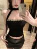 #Summer new pure desire wind heavy industry drill chain belt scarf tube top vest slim one-piece with chest pad