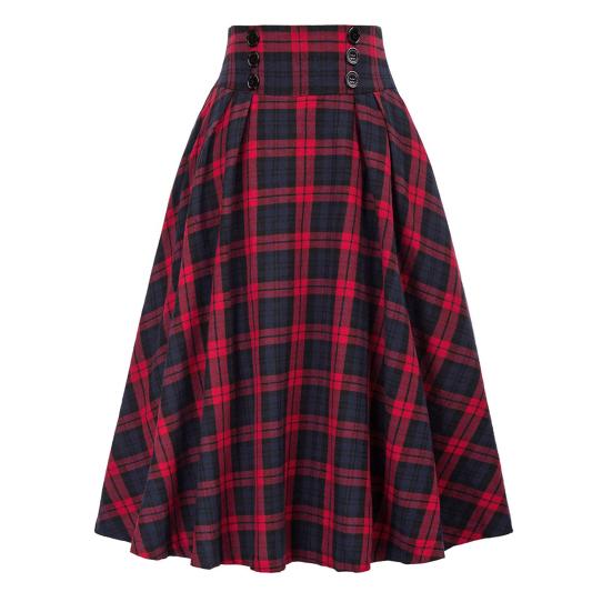 Dámská sukně Vysoký elastický pas Velký lem A-line Colorblock Kostkovaný potisk Volný Délka kotníku Měkké kapsy Retro volán Elegantní Party Dáma na dojíždění
