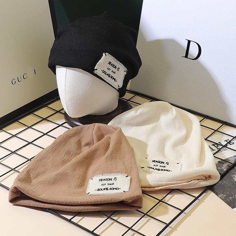 Internet celebrity new hat women's autumn and winter versatile wool hat sticker headgear trendy knitted pile hat men