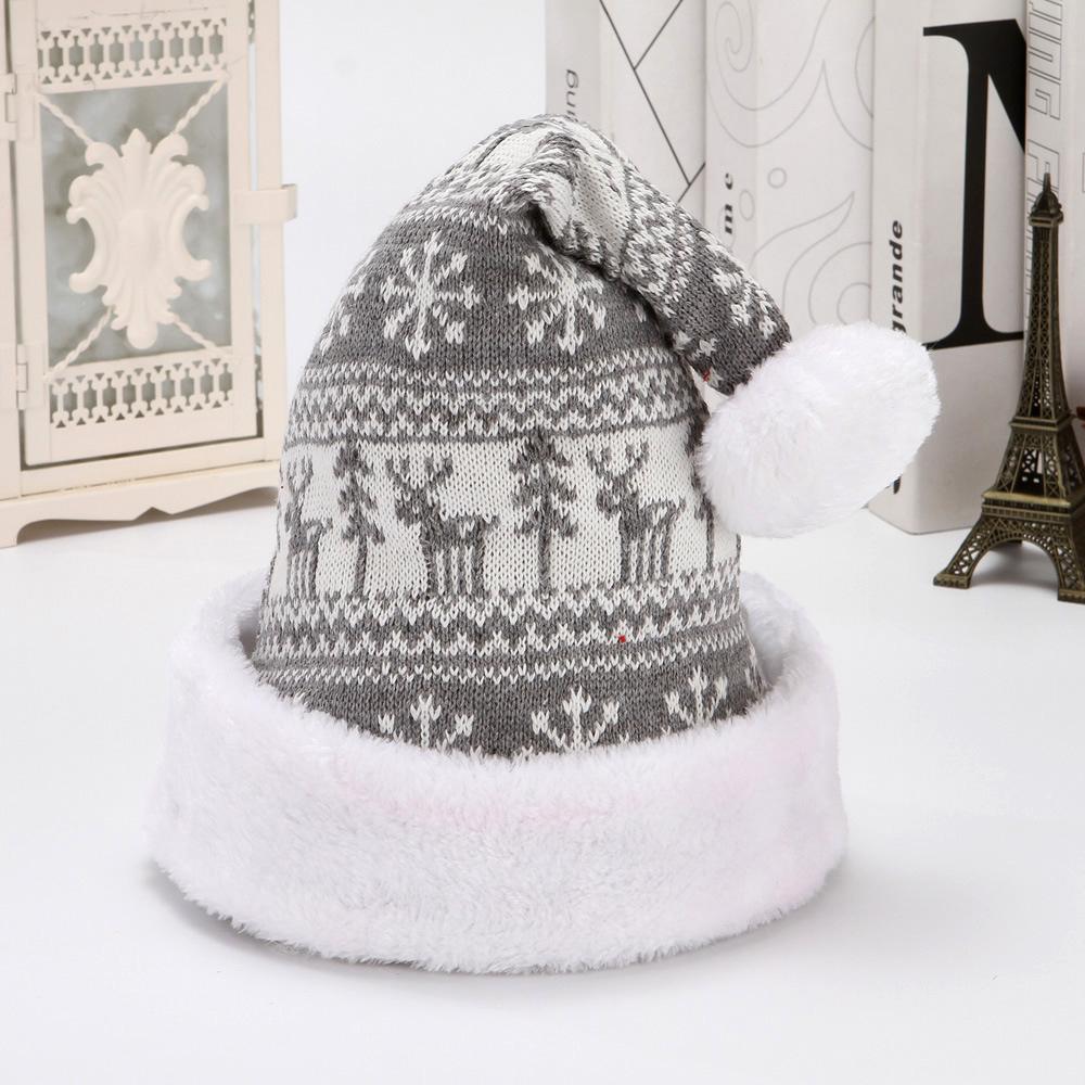 

2025 Winter Thicken Knitted Adult Christmas Warm Hat Christmas Gifts New Year Party Gift Holiday Costume Decoration Supplies 30 40cm світло-сірого кольору