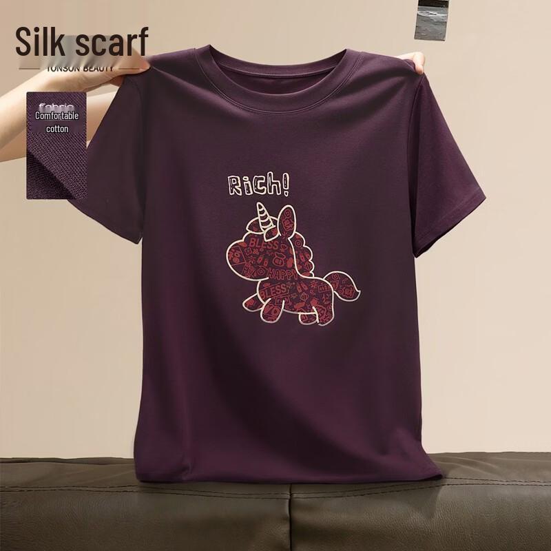 Sibaishe Women s Round Neck Print T-Shirt L
