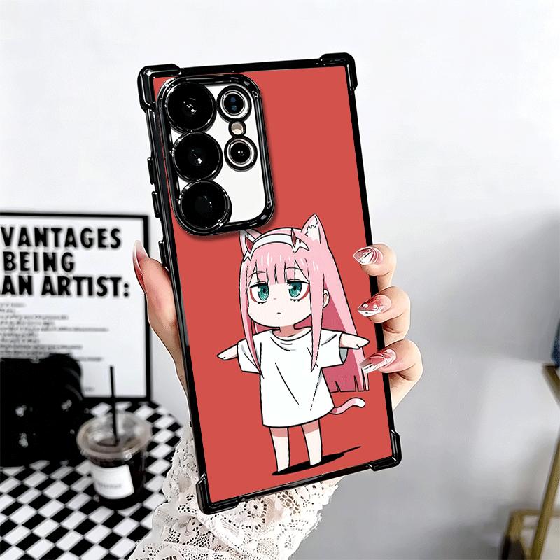 Zero Two 02 Kawaii Niedliche Galvanisierte Handyhülle Für Samsung Galaxy S24 S25 FE S26 Edge S23 Ultra S22 S21 Plus S20 Anti-Fall Airbag C