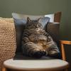 1Pc Lazy Tabby Cat Lounging Printed Throw Pillow Cover, Suitable For Sofa, Bedroom, Living Room,A Healing Gift For Cat Lovers.
