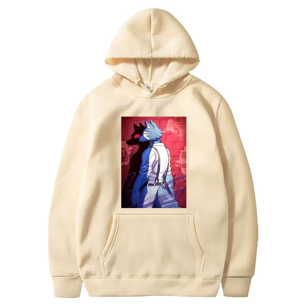 Legoshi Cool Print Hooded Anime BEASTARS Streetwear Men Women Manga Hoodies Casual Loose Pullover Harajuku Male Sweatshirt