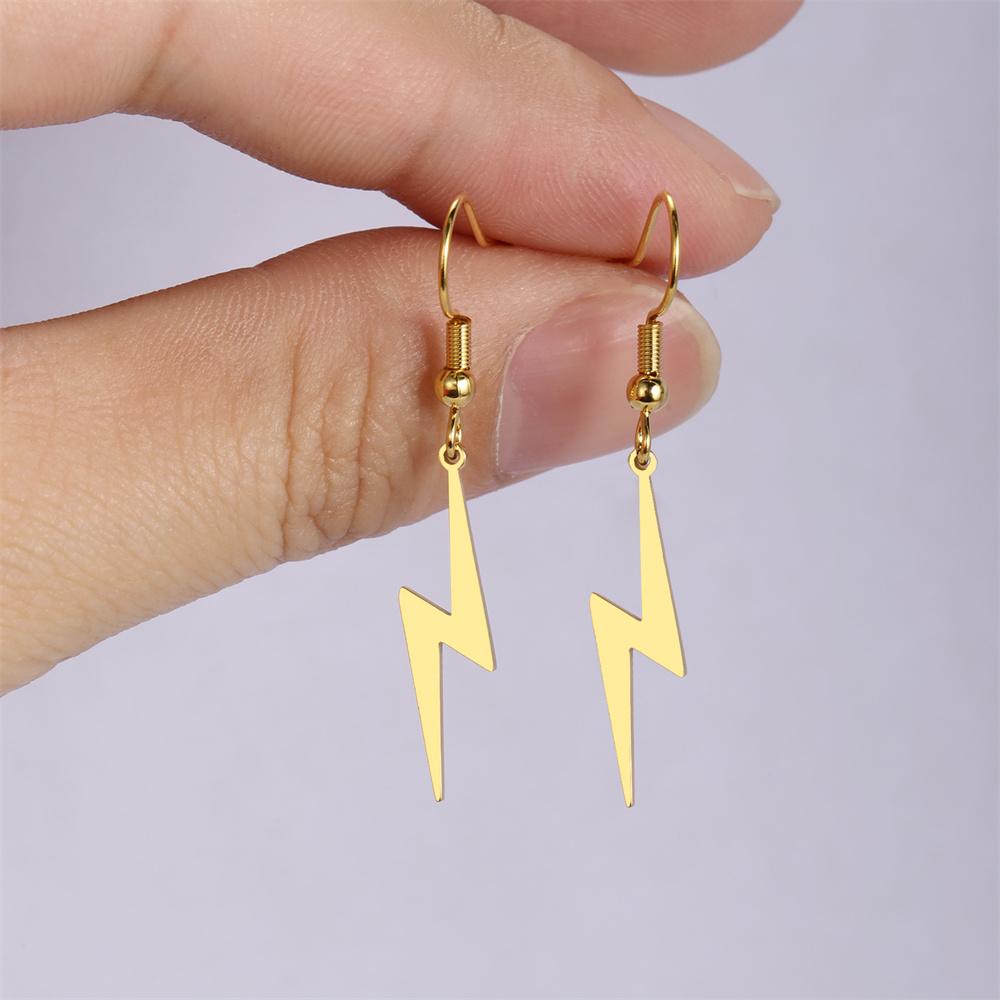 My Shape Punk Lightning Pendant Earrings for Women Hip Hop Dangle Earrings Stainless Steel Jewelry Birthday Party Gift Wholesale