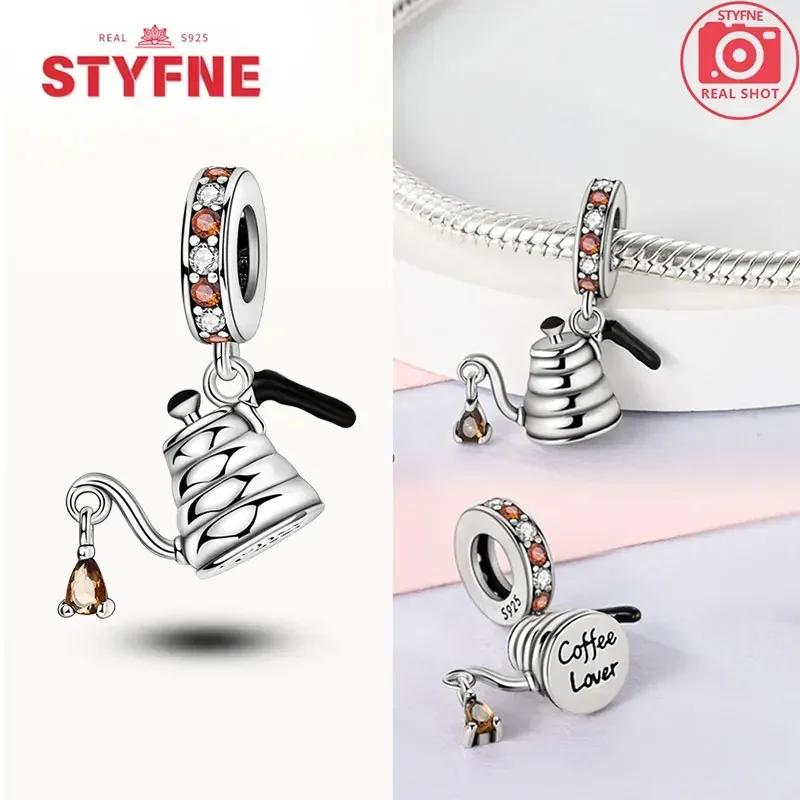 Coppermoe Paw Coffee Cup Beads Pendant Fit Charmscopper Original Bracelet For Women Fine Jewelry Diy Gifts