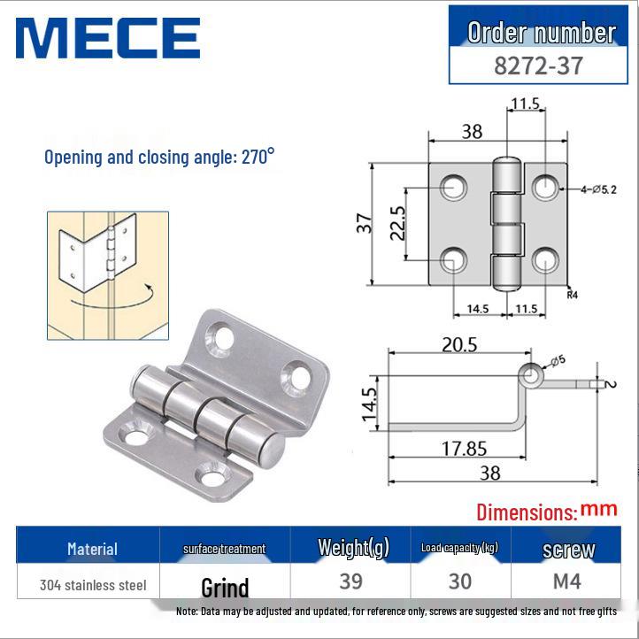304 Stainless Steel Thickened Cabinet & Wooden Door Hinges