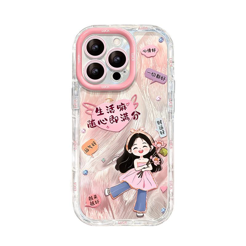 Full Score Girl Bracelet for Apple 11promax Mobile Phone Case Iphone11 Feather Yarn 11 Cute 11 Cartoon Woman