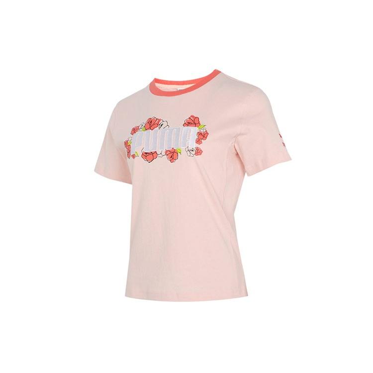 (WMNS) PUMA Logo Printing Round-neck Pink Women s 532042-27 S