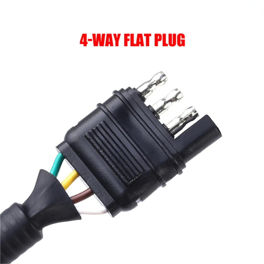 4-Way Flat To 7 Pin Trailer Plug Adapter Power Connector + Bracket for RV Camper