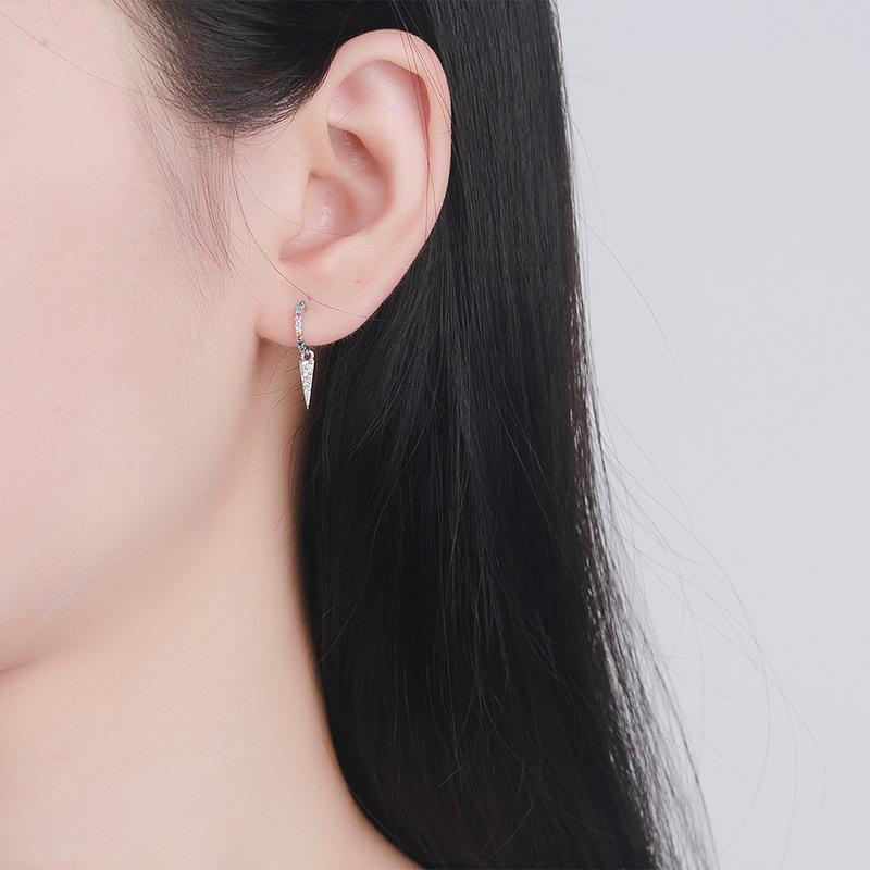 Boucles d'oreilles en Argent Sterling S925 Femme Personnalité Cristaux Colorés Couleur Brillante Boucles d'oreilles Zircon Bijoux en Argent