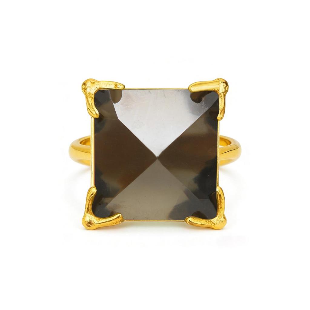 Harry Potter Resurrection Stone Open Ring - Copper Plated, 18K Gold, Color-Changing Lettering, Pyramid-Colored Gem.