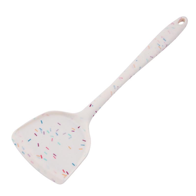 Silicone Kitchen Utensils Set: 6-Piece Non-Stick Color Dot Shovel, Spoon, and Steak Shovel.