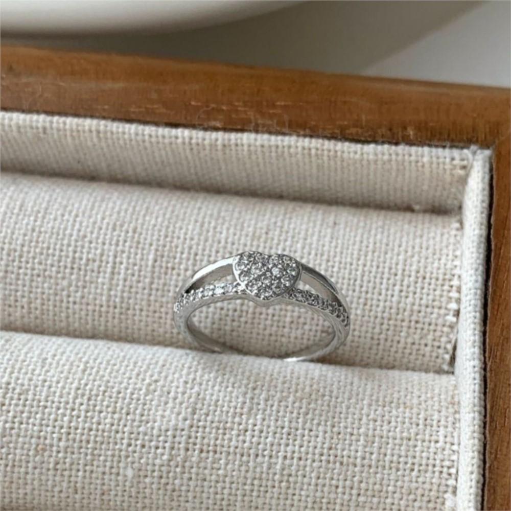 PANJBJ 925 Sterling Silver Love Heart pinky Ring for Women Couple Minimalist Office Trend Jewelry Birthday Gift Prevent Allergy