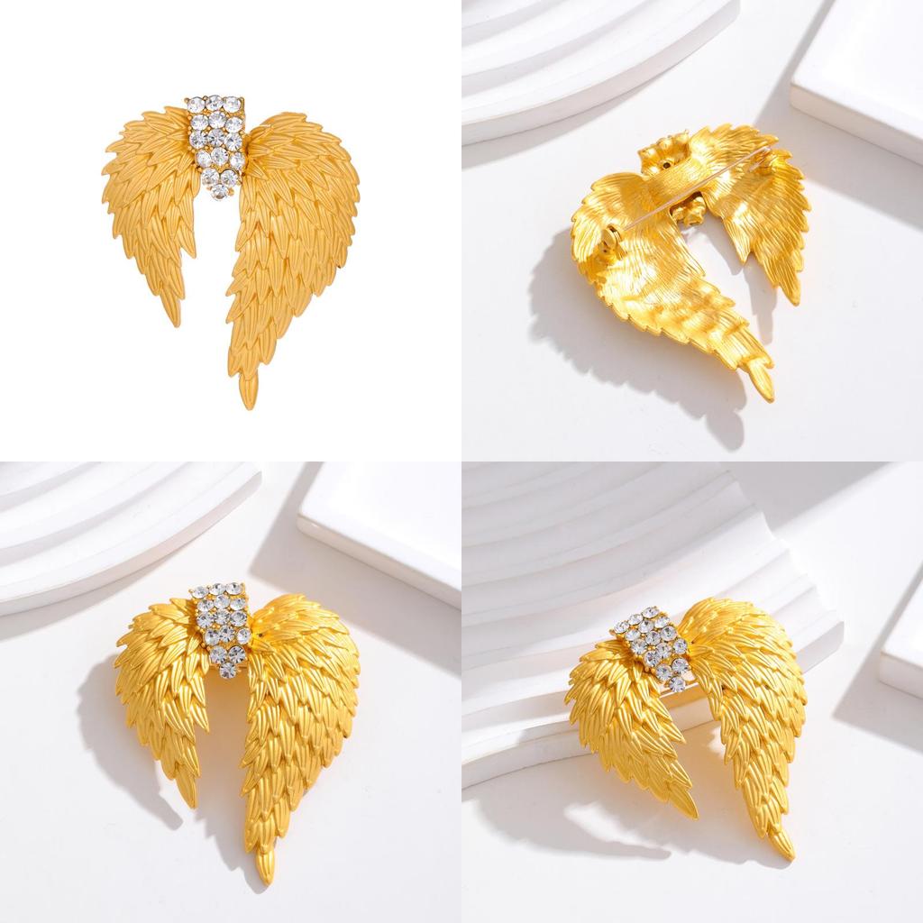 Vintage Wing Brooch With Water Drilled Angel Wings For Women And Men Accessories