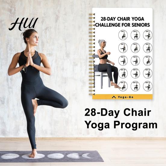 28 Tage Stuhl-Yoga für Senioren 28-Tage-Challenge Spiralblock Dickes Papier Fitness-Planer Klare Schrift Senioren Anfänger Vielseitiges Geschenk Home Office