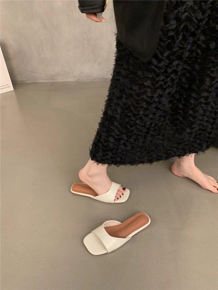 

Корейская версия однотонных тапочек с плоским дном, серебристые классные тапочки, женская летняя одежда, пляжные тапочки, французская женская обувь 40