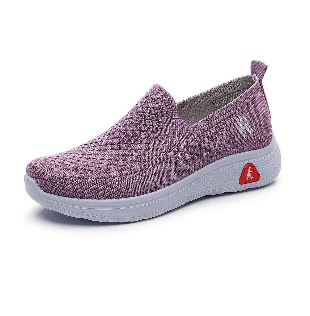 Flying Woven Women's Shoes 2025 Summer Mesh Breathable Women's Casual Single Shoes Middle-aged and Elderly Mother Shoes One Pedal Lazy Shoes