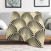 Art déco,schwarz,beige,rustikal,vintage,Fächer,Muster,elegant,schick Kuscheldecke Flauschige Pelzige Weiche Decke für Schlafzimmer Wohnzimmer