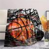 1Pc Basketball Print Flannel Blanket, High Quality Comfortable for All Seasons, Home Decor, Warmth and Comfort, Perfect for Christmas Gifts
