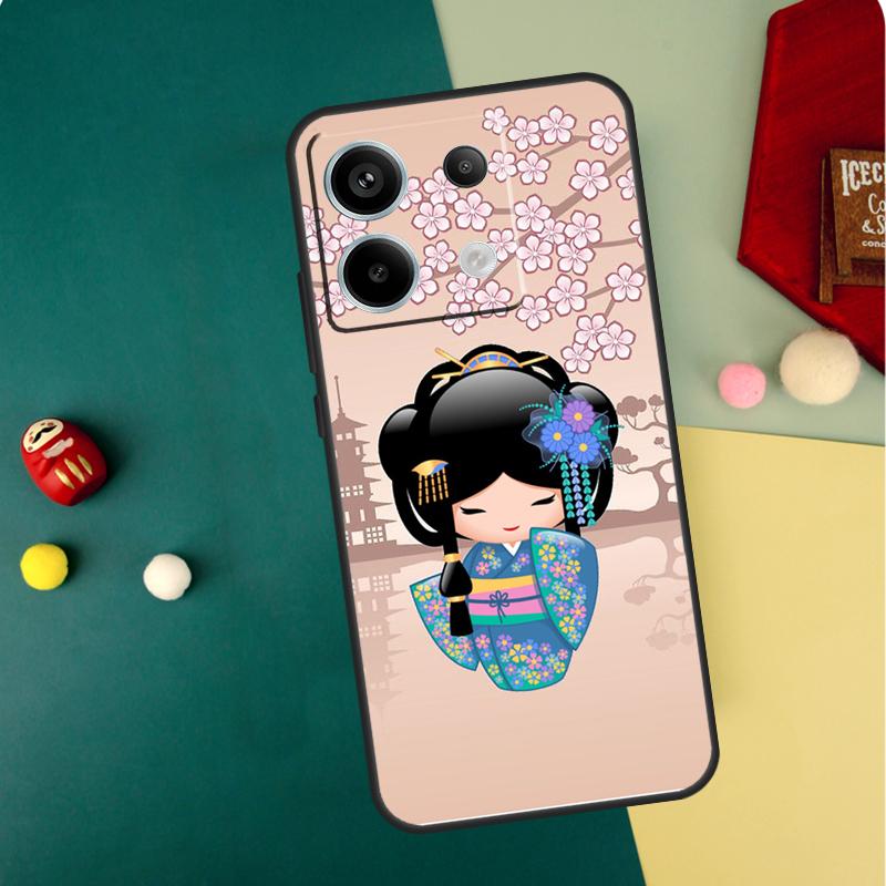 Japanese Geisha Kokeshi Doll Case For Redmi Note 13 Pro Plus 9 10 11 12 Pro 10S 11S 12S Redmi 13C 10A 9C 10C 12C Cover