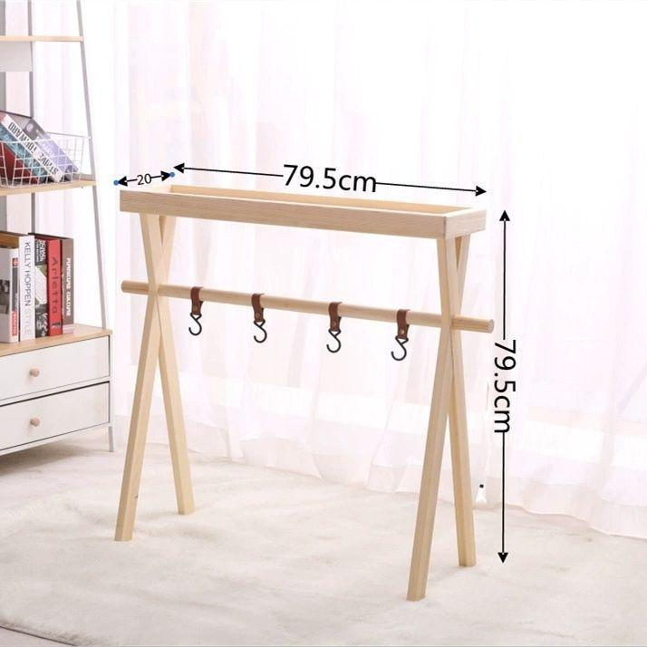 A1R Solid Wood Outdoor Folding Storage Rack & Tripod for Camping or Picnics