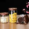 Glasbehälter mit Holzdeckel, luftdicht, für Teeblüten, Süßigkeiten und Kaffee, Küchenaufbewahrungsglas