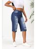 Damen Übergröße Mittellange Ripped Jeans - Trendiger Europäischer & Amerikanischer Stil Sommer Cropped Gerade Passform