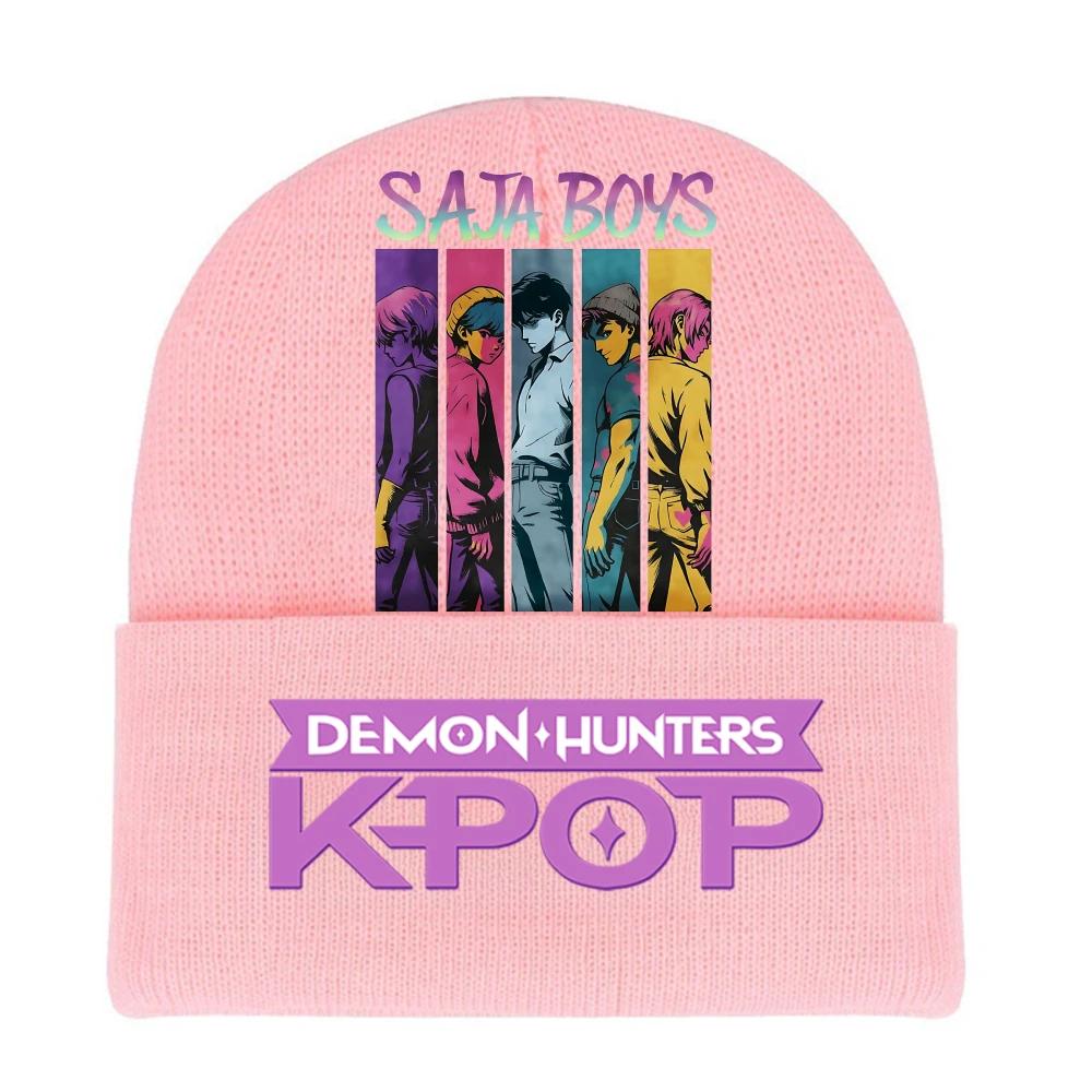 Kpop Demon Hunters HUNTRIX SAJABOYS Letter Printed Rolled-edge Woolen Knitted Cap Thickened Cold Season Adult Hat Fans Birth Date Present