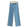 Spring New Women's Clothing French Vintage Style Fashion All-Match High Waist Stretch Nautica Style Micro-Pull Denim Pants